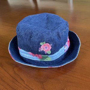 Embroidered Light Denim Reversible Bucket Hat